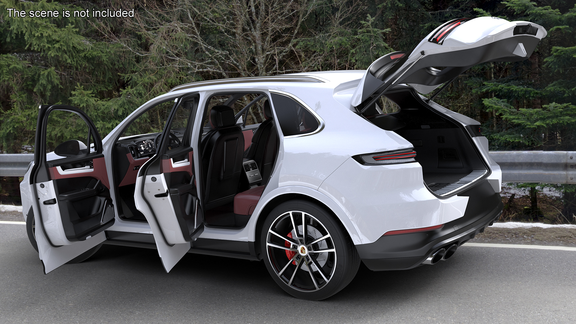 Porsche Cayenne Turbo E-Hybrid SUV 2024 White Rigged 3D