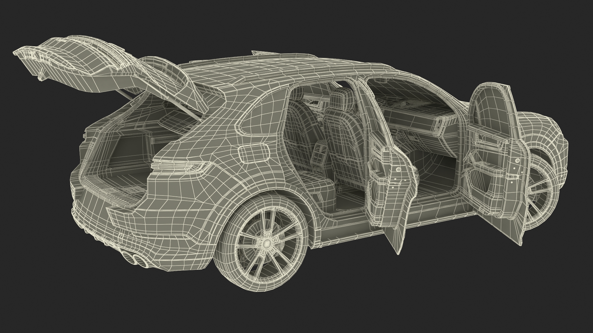 Porsche Cayenne Turbo E-Hybrid SUV 2024 White Rigged 3D