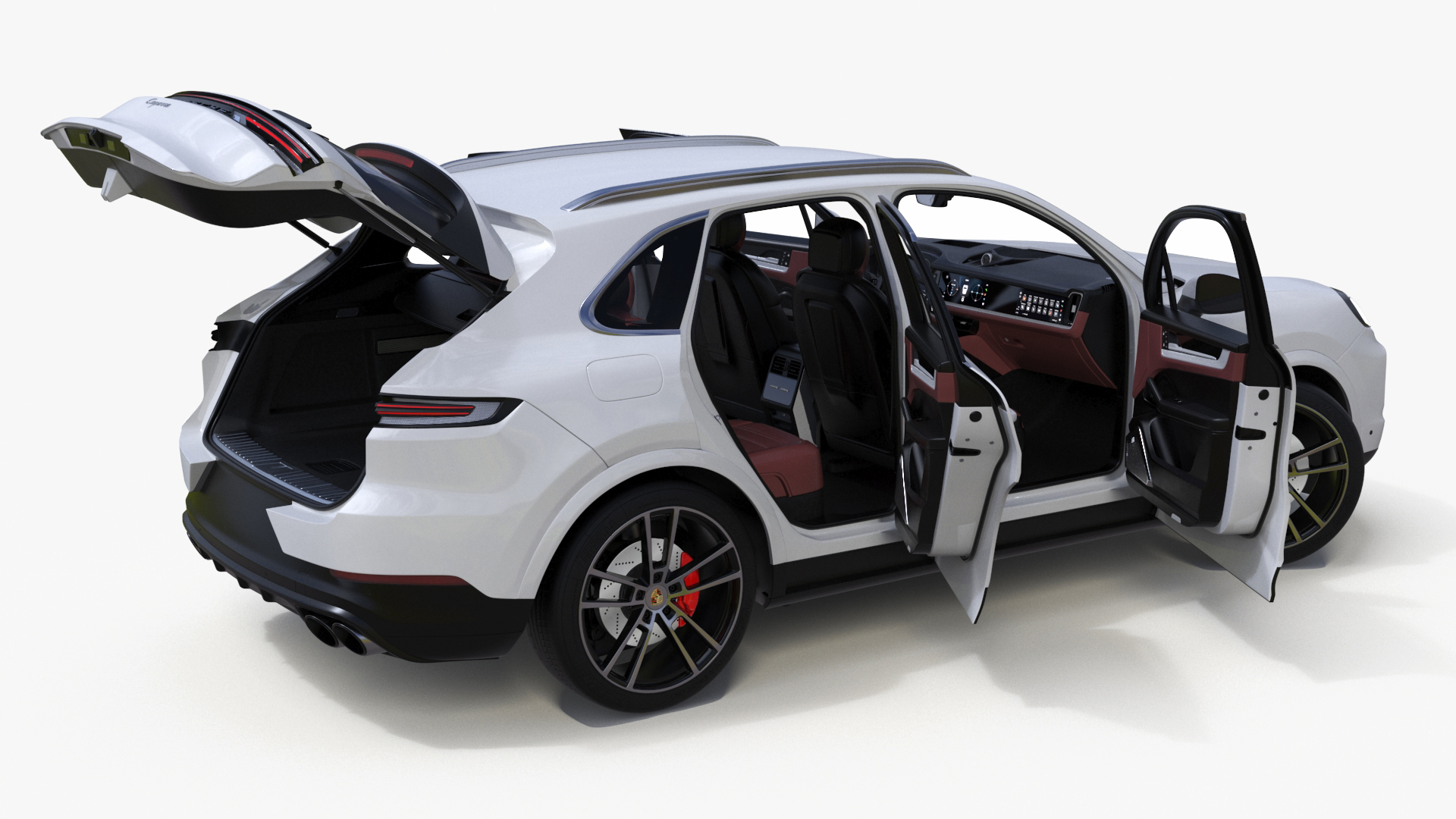 Porsche Cayenne Turbo E-Hybrid SUV 2024 White Rigged 3D