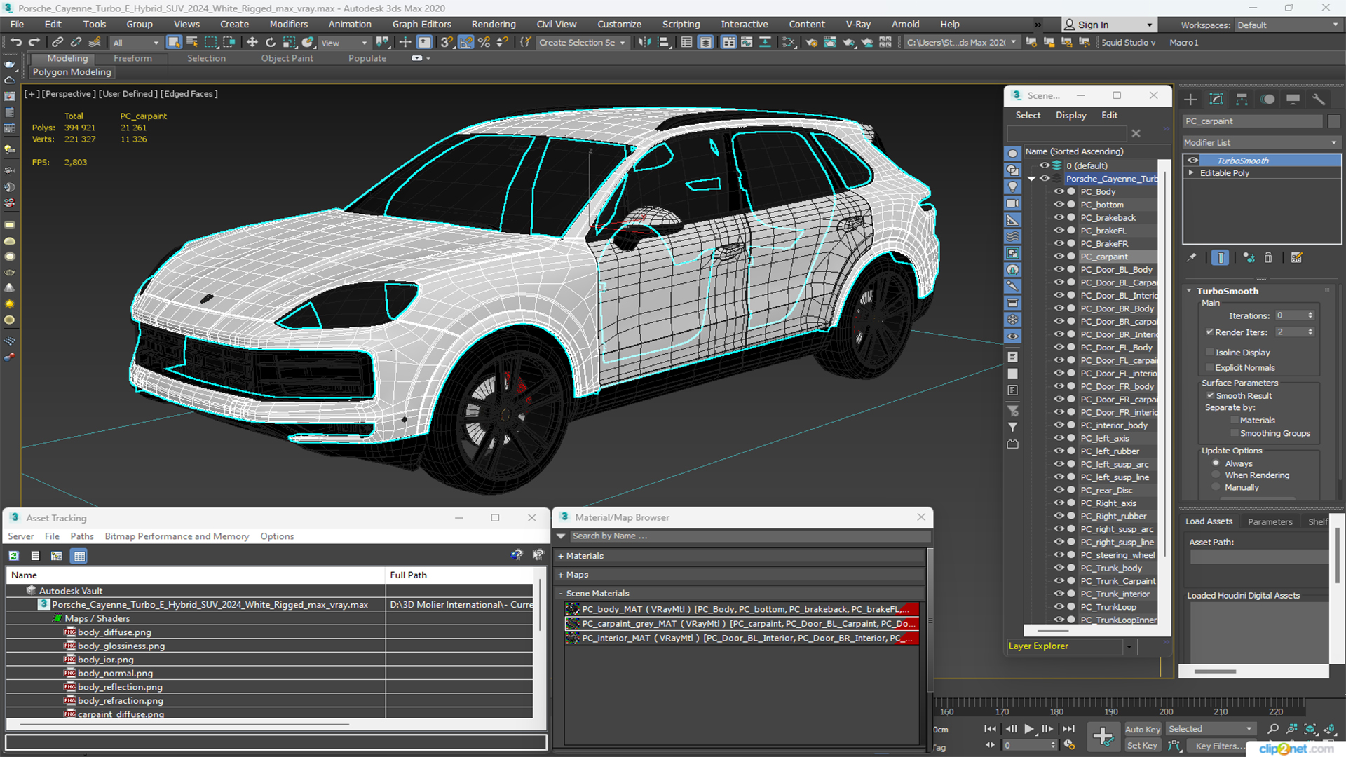 Porsche Cayenne Turbo E-Hybrid SUV 2024 White Rigged 3D