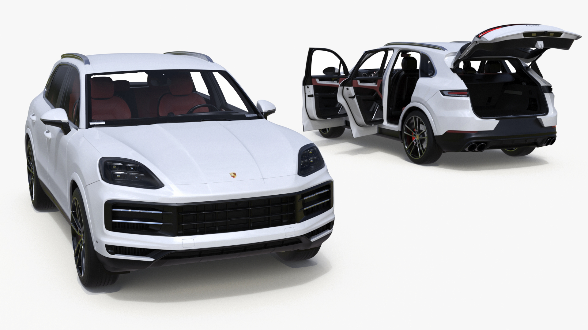 Porsche Cayenne Turbo E-Hybrid SUV 2024 White Rigged 3D