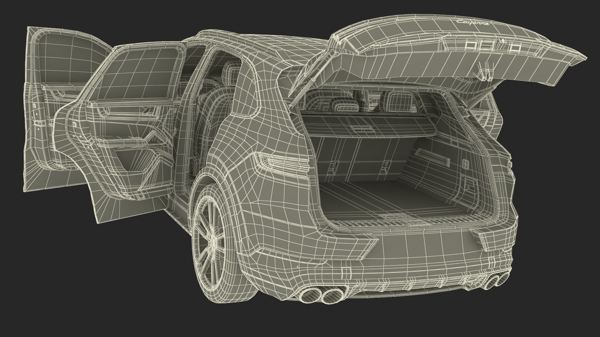 Porsche Cayenne Turbo E-Hybrid SUV 2024 White Rigged 3D