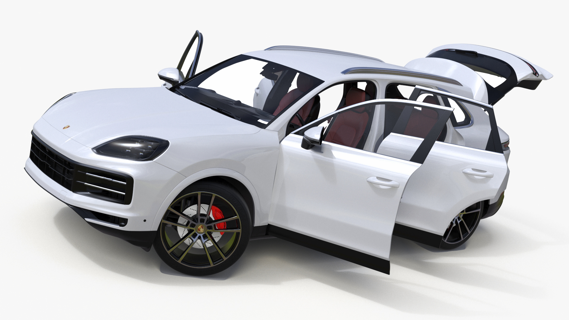 Porsche Cayenne Turbo E-Hybrid SUV 2024 White Rigged 3D