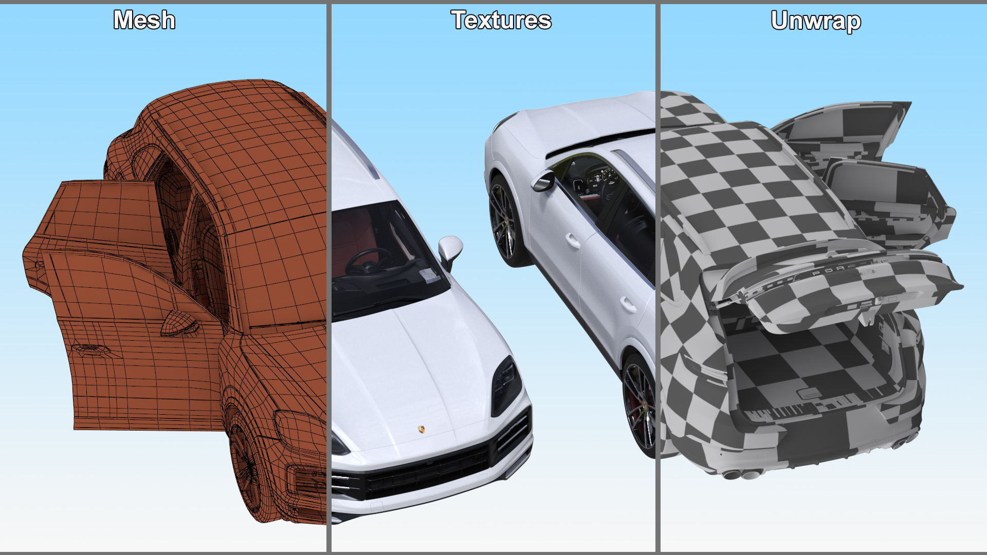 Porsche Cayenne Turbo E-Hybrid SUV 2024 White Rigged 3D