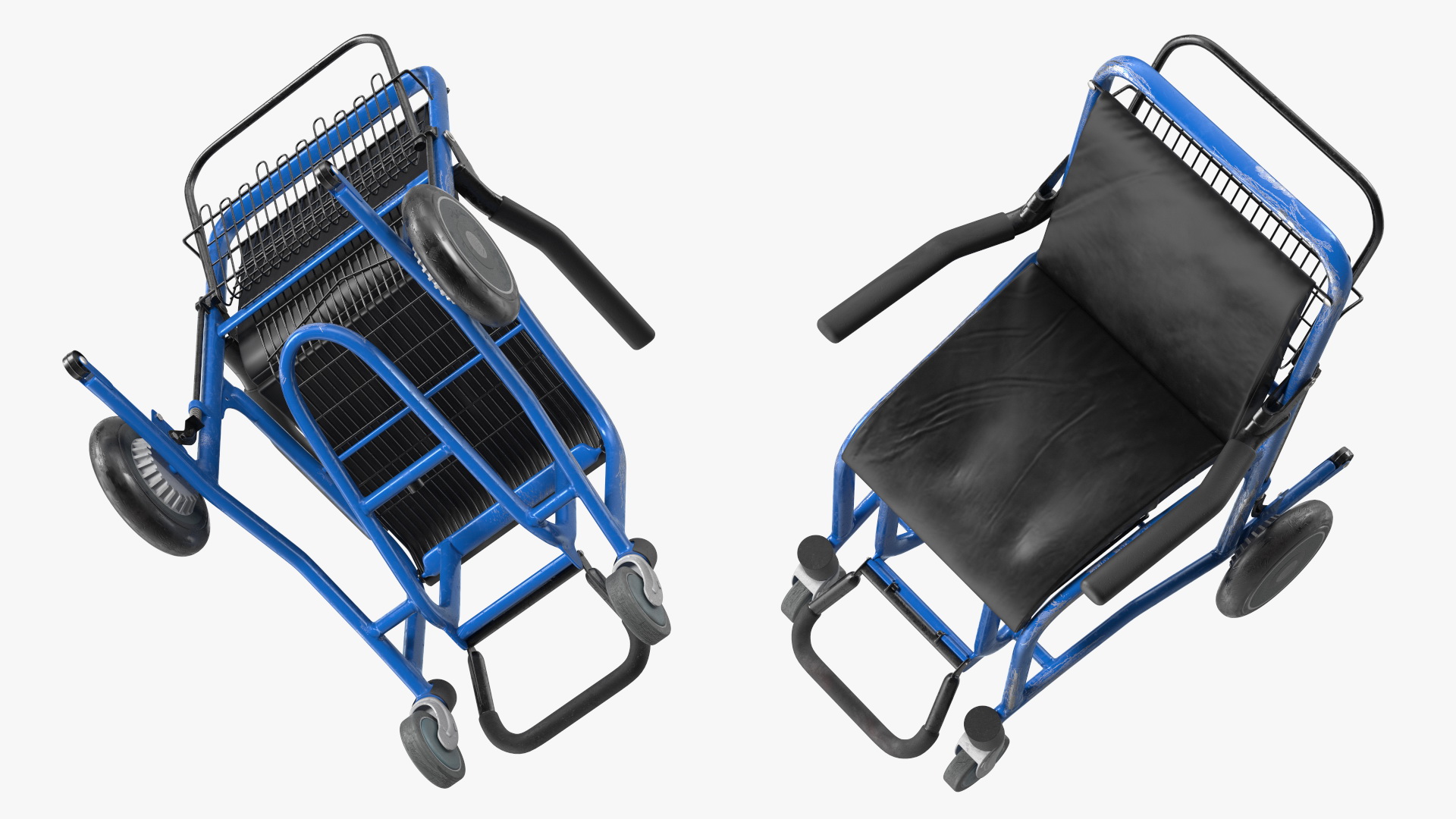 Airport Wheelchair Blue Old 3D