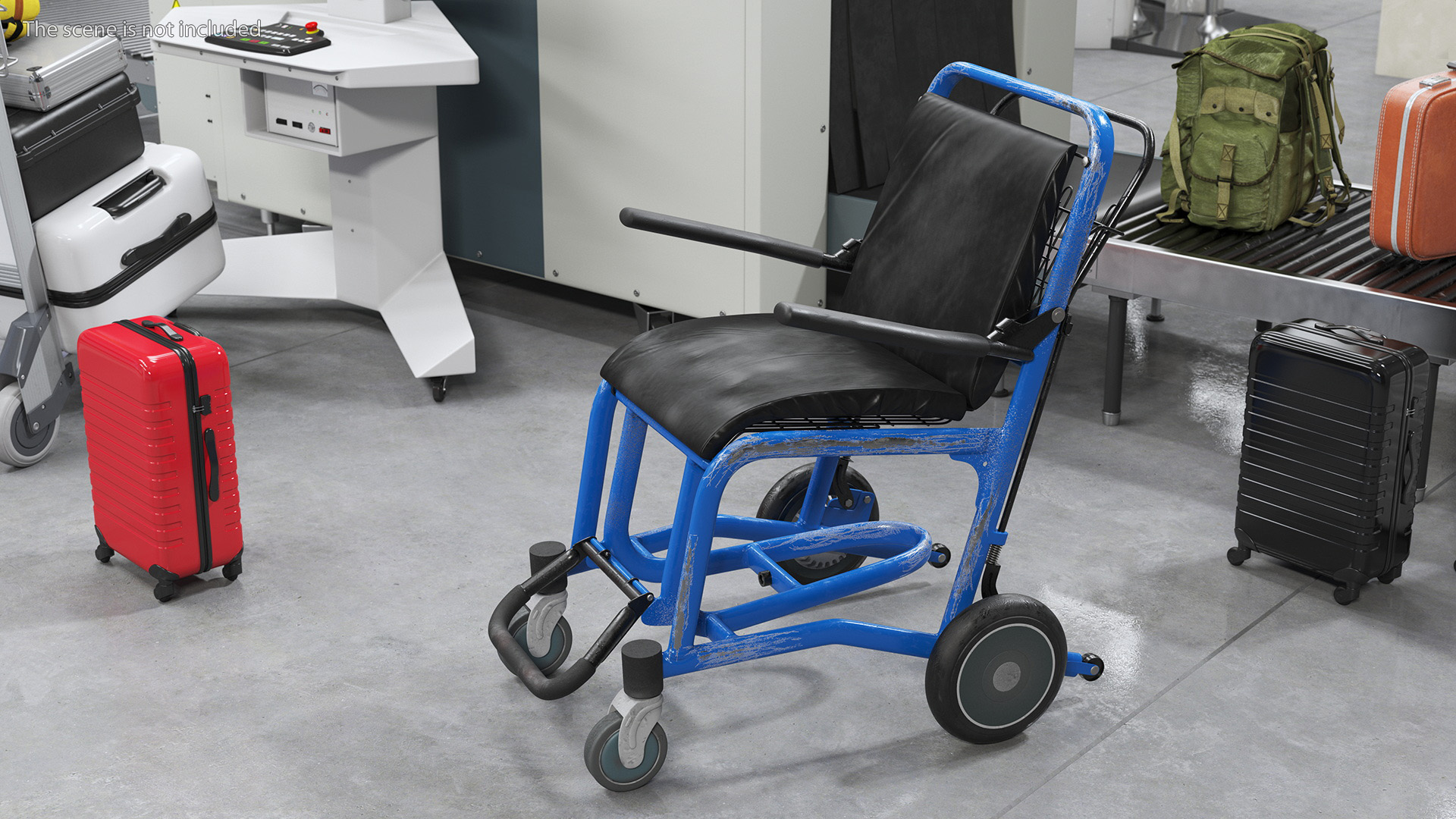 Airport Wheelchair Blue Old 3D