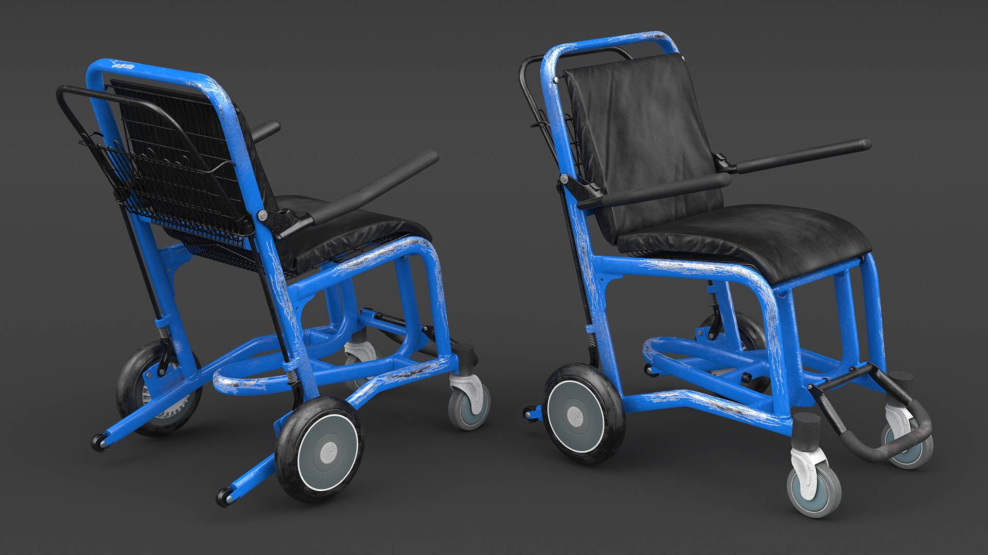 Airport Wheelchair Blue Old 3D