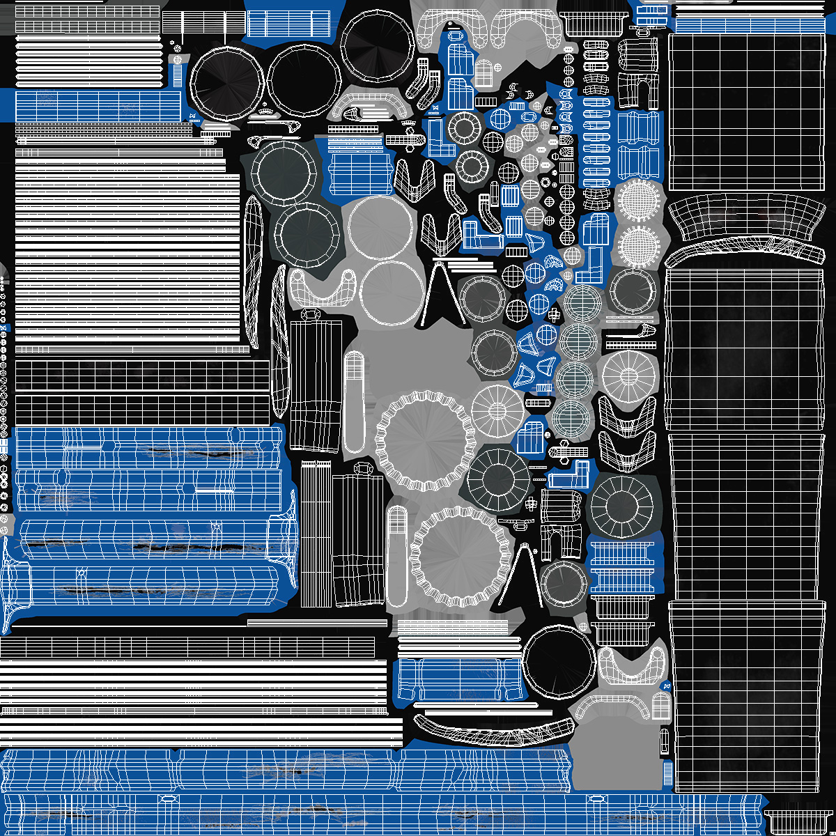 Airport Wheelchair Blue Old 3D