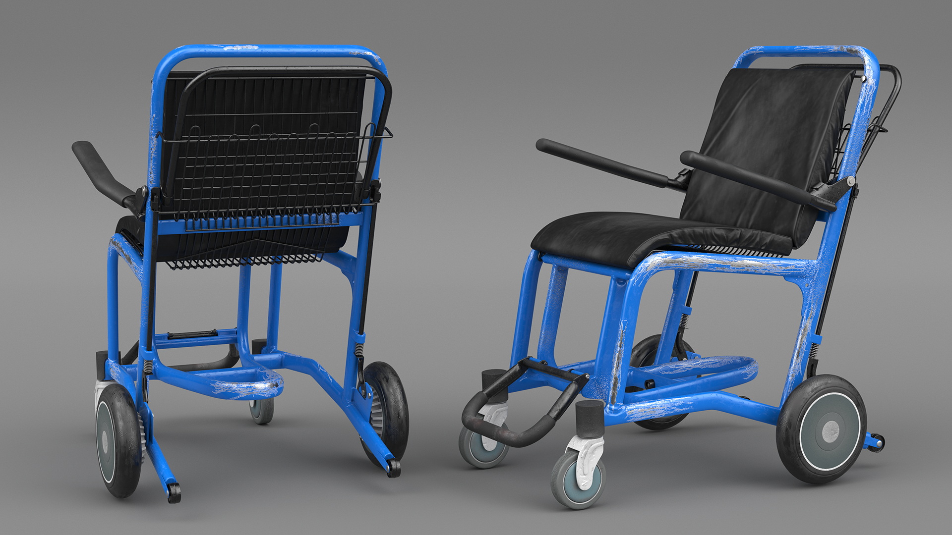 Airport Wheelchair Blue Old 3D
