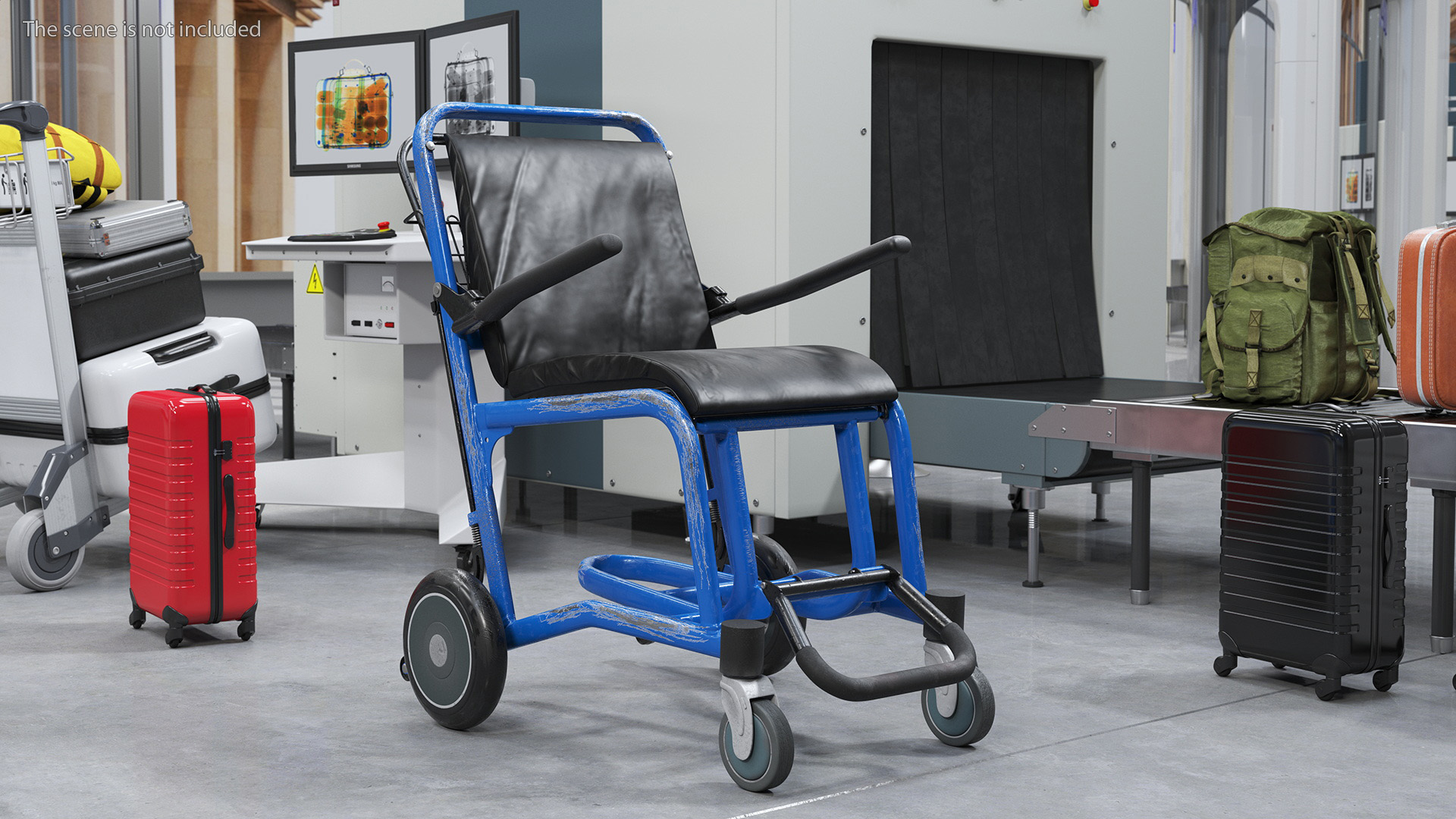 Airport Wheelchair Blue Old 3D