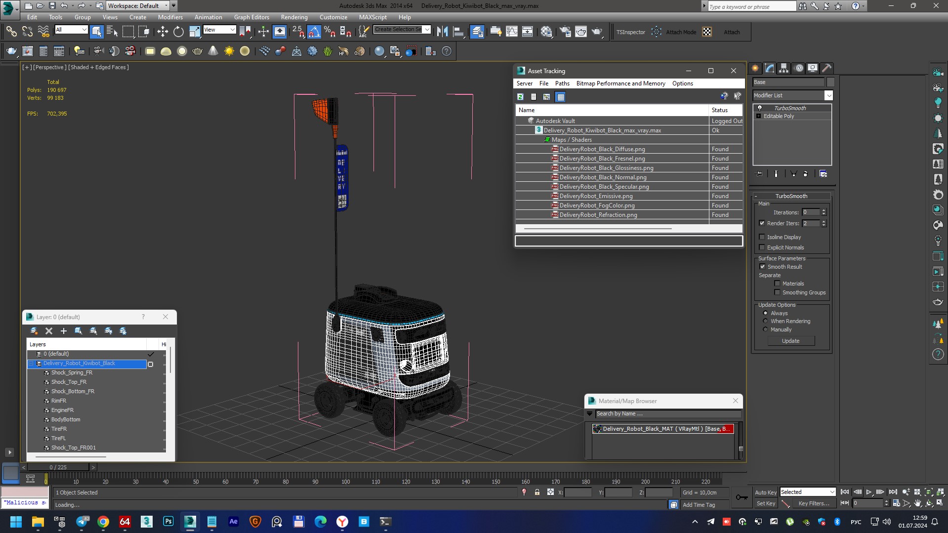 3D Delivery Robot Kiwibot Black model