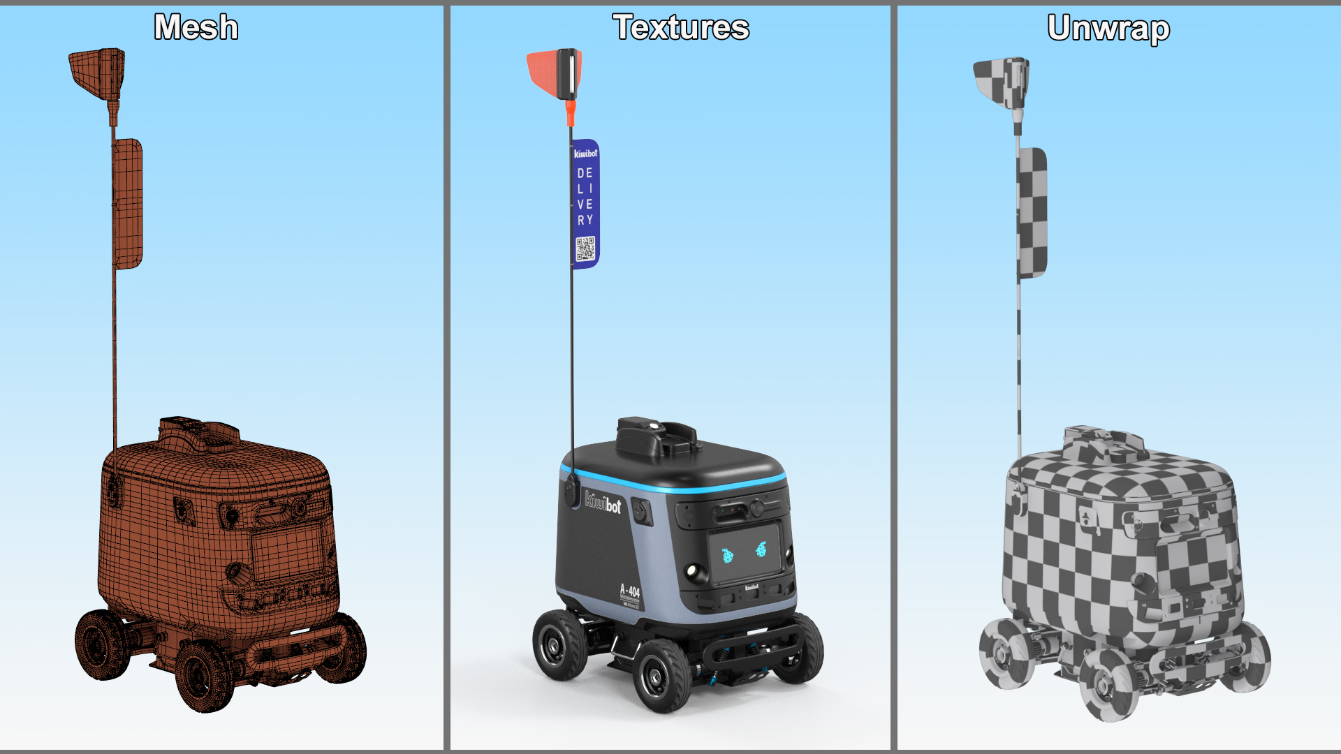 3D Delivery Robot Kiwibot Black model