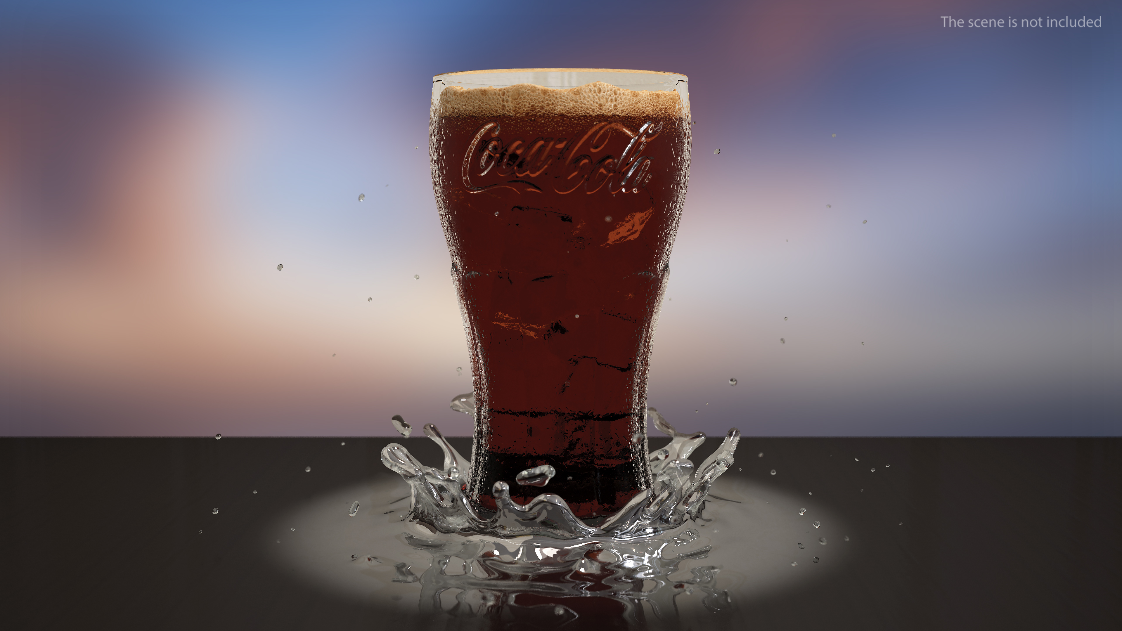 3D Glass of Coca Cola with Ice Cubes model