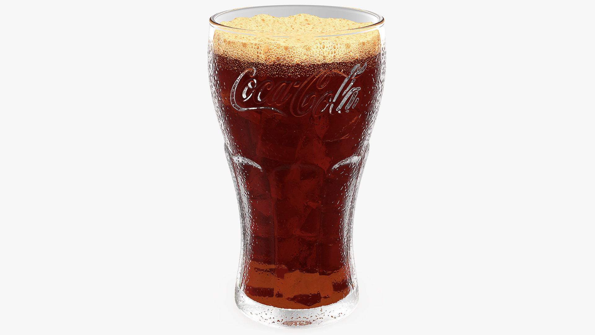 3D Glass of Coca Cola with Ice Cubes model