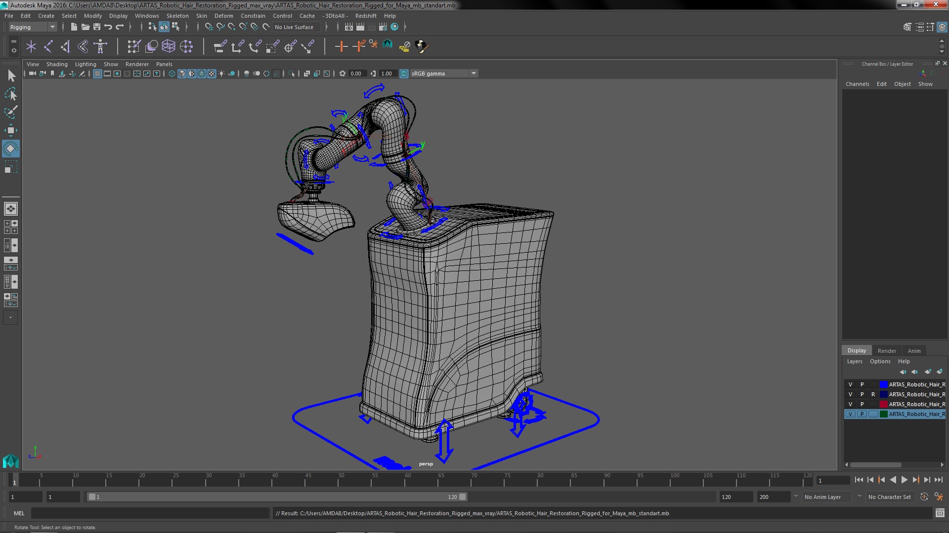 3D ARTAS Robotic Hair Restoration Rigged for Maya