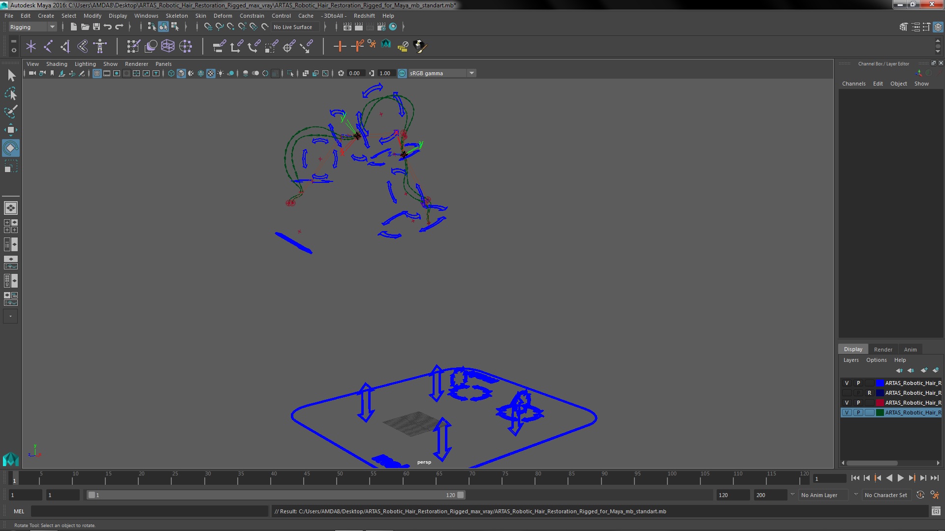 3D ARTAS Robotic Hair Restoration Rigged for Maya