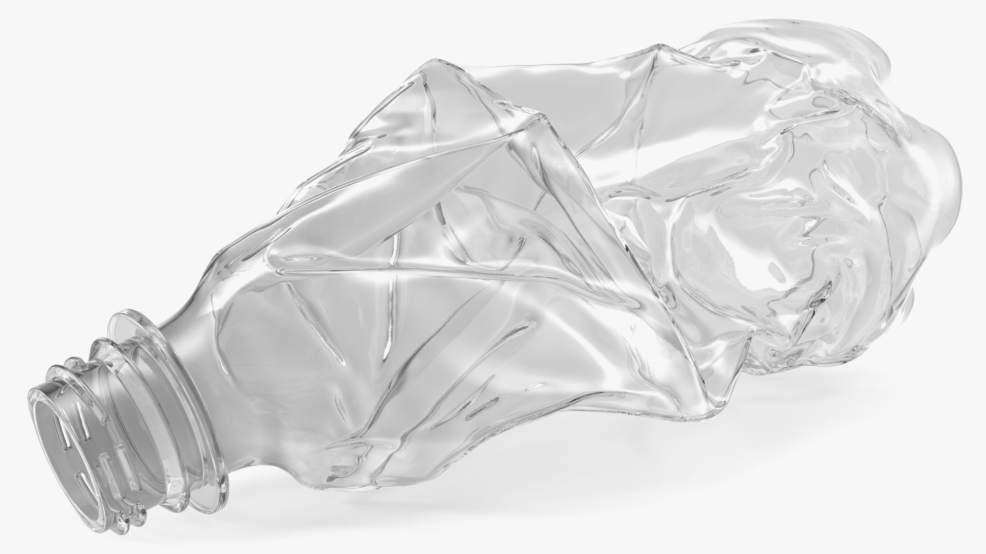 Crushed Empty Plastic Bottle White 3D model