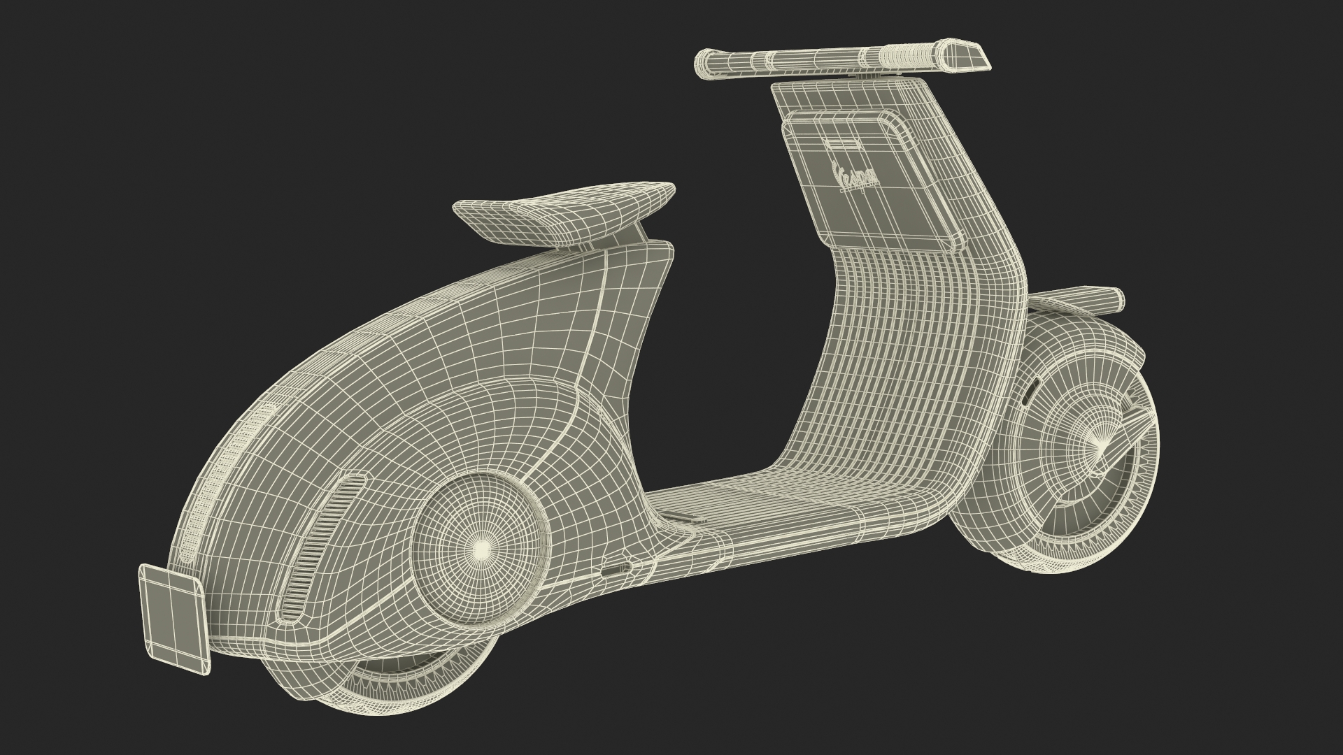 3D model Modern Beige Electric Scooter Vespa 98 Parked Lights On