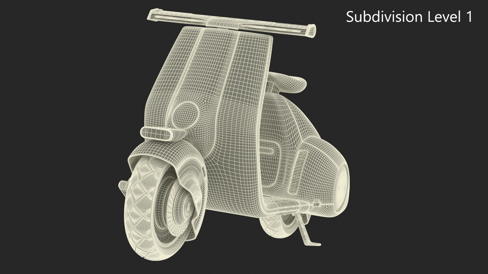 3D model Modern Beige Electric Scooter Vespa 98 Parked Lights On