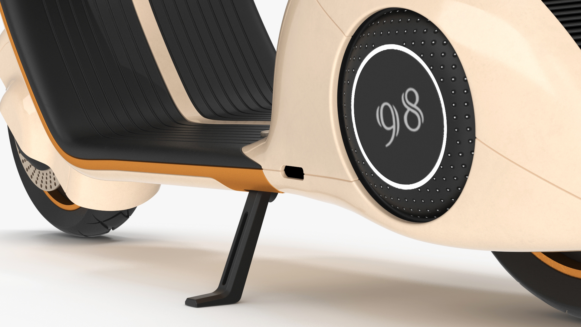 3D model Modern Beige Electric Scooter Vespa 98 Parked Lights On