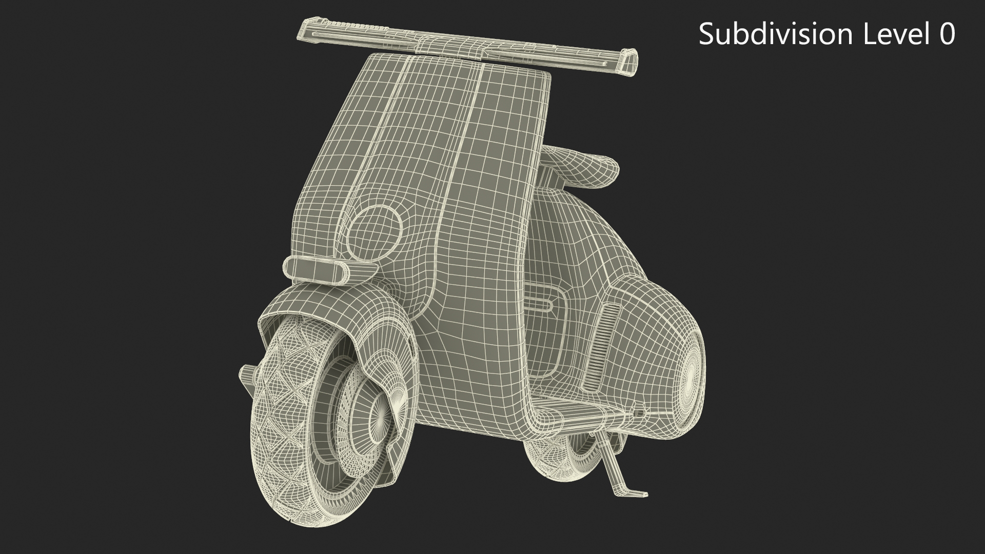 3D model Modern Beige Electric Scooter Vespa 98 Parked Lights On