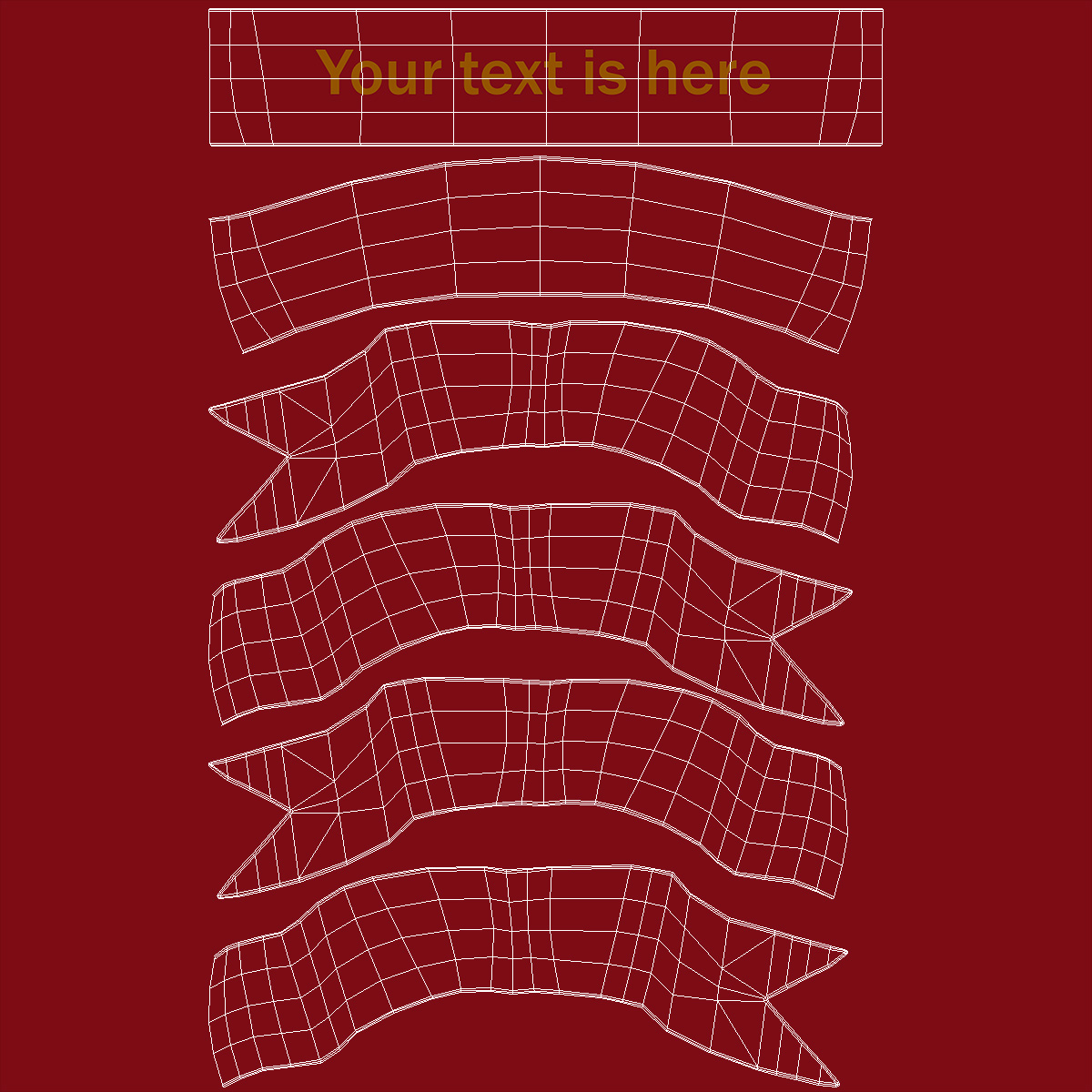 3D Ribbon Award Banner Red model