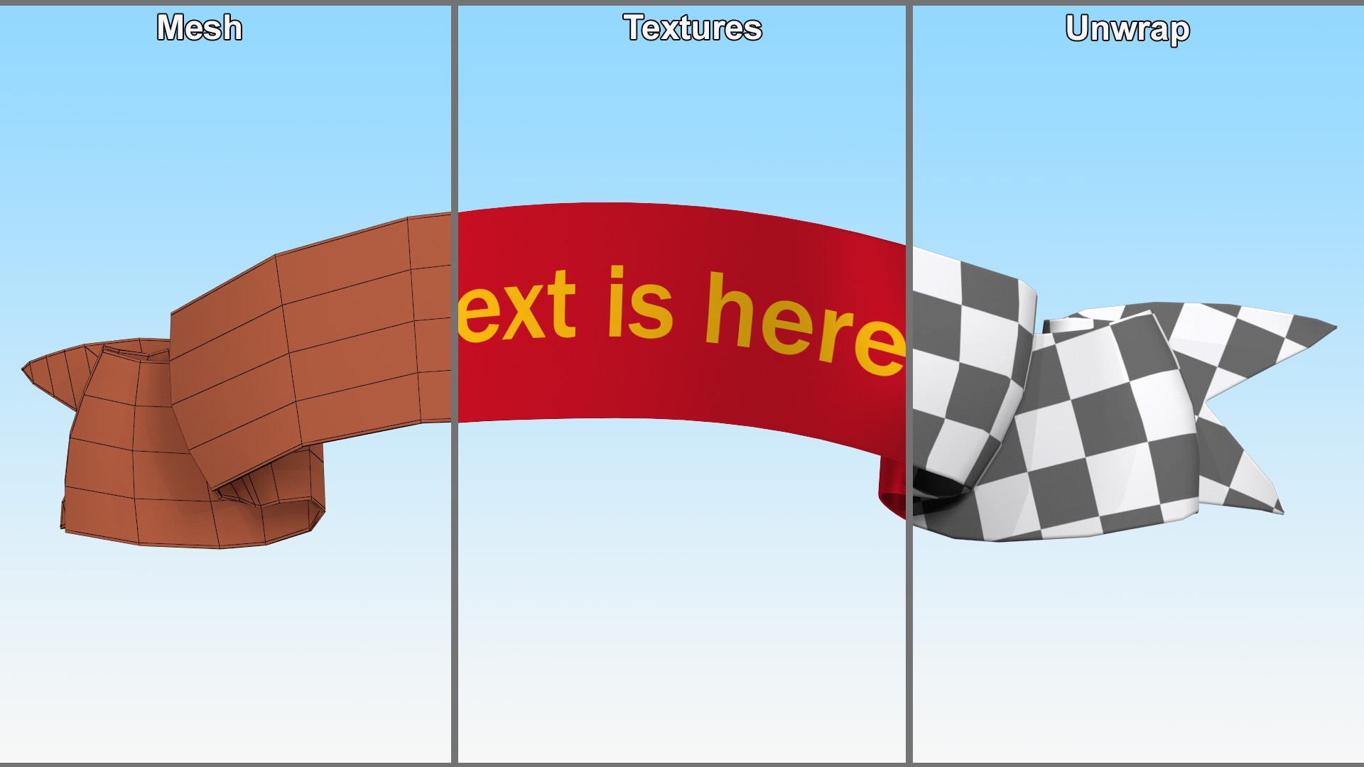 3D Ribbon Award Banner Red model