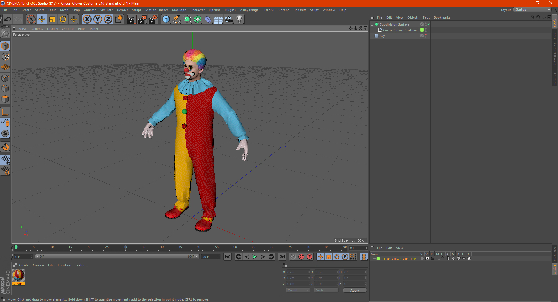 3D model Circus Clown Costume