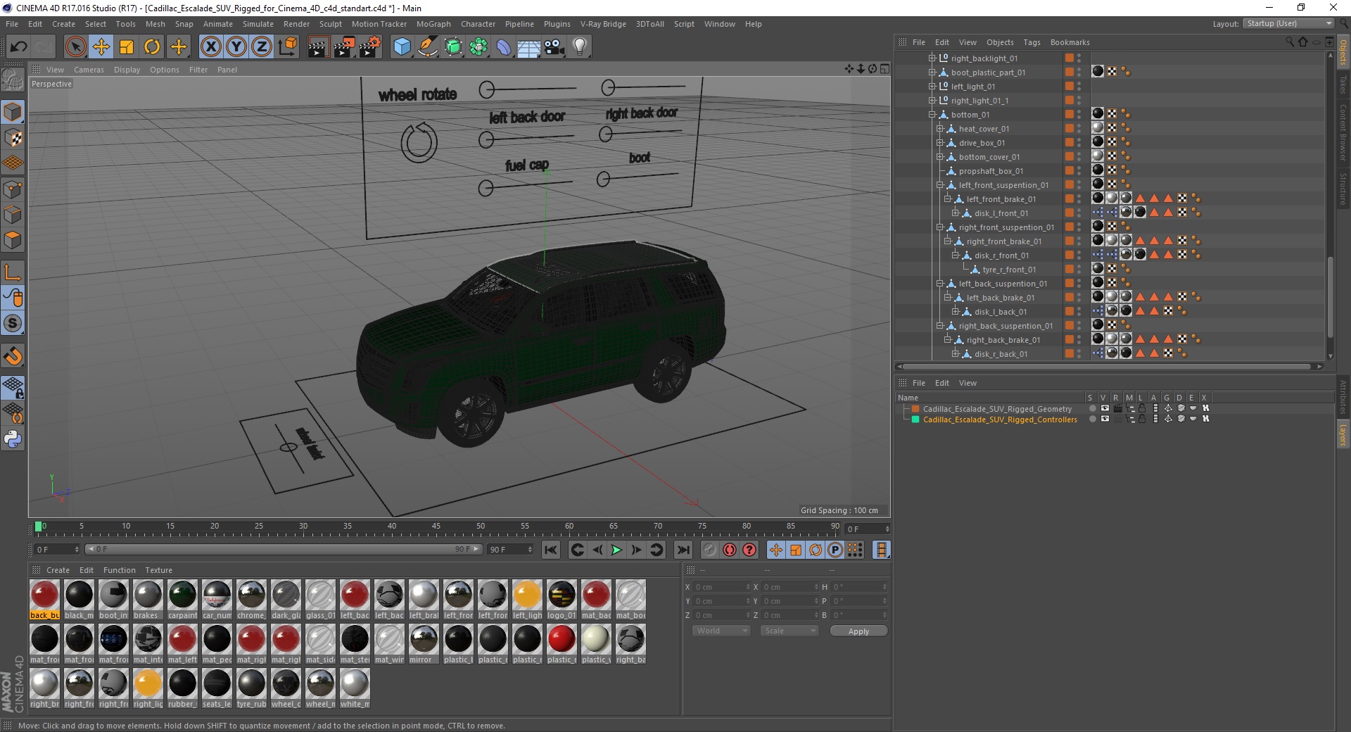 Cadillac Escalade SUV Rigged for Cinema 4D 3D