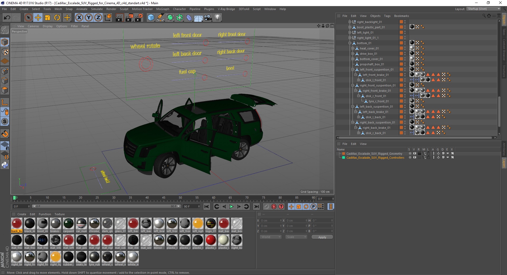 Cadillac Escalade SUV Rigged for Cinema 4D 3D