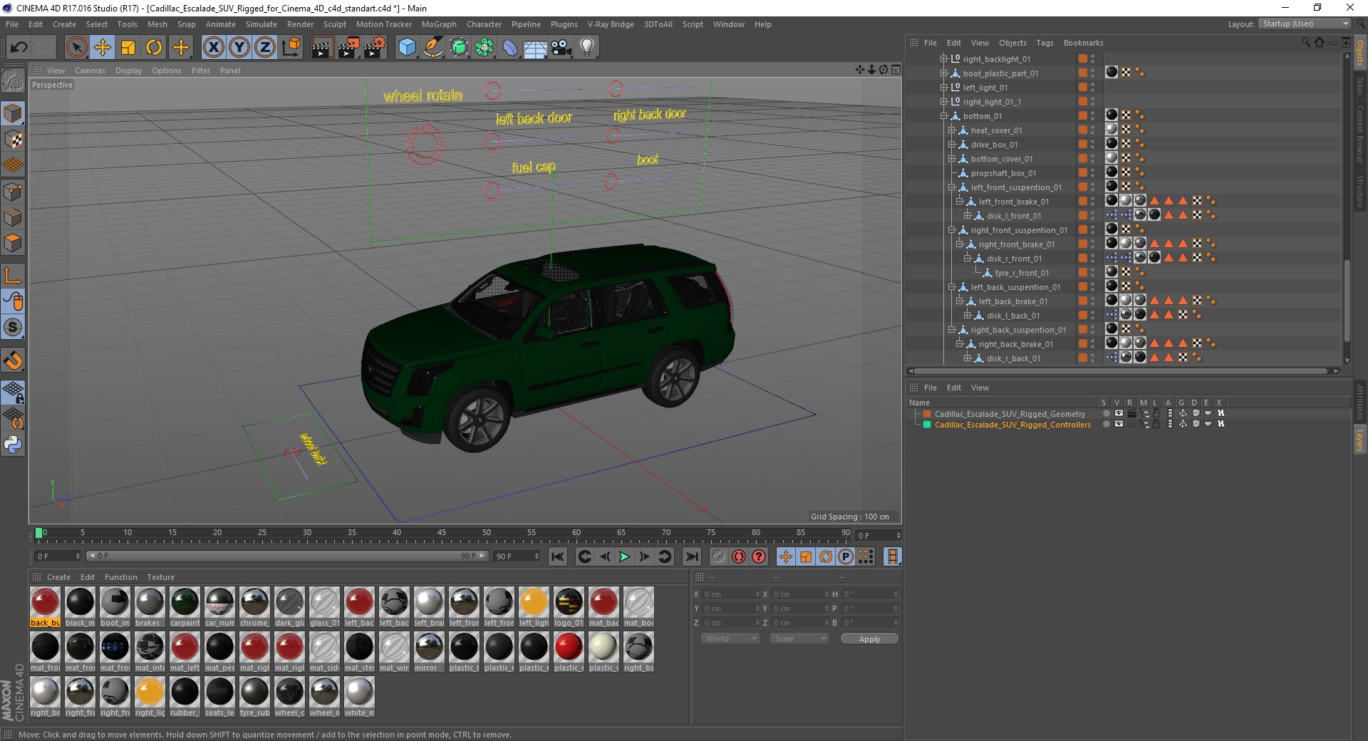 Cadillac Escalade SUV Rigged for Cinema 4D 3D