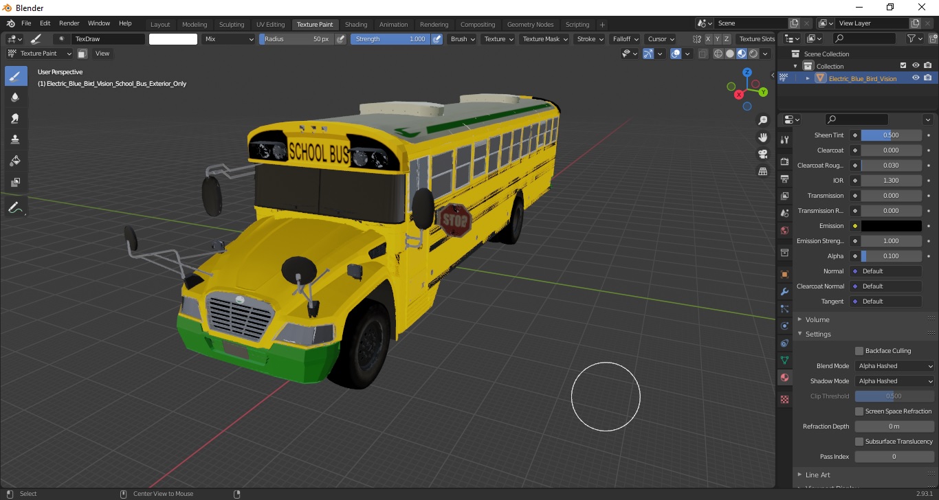 3D model Electric Blue Bird Vision School Bus Exterior Only