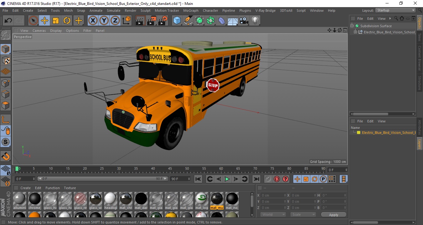 3D model Electric Blue Bird Vision School Bus Exterior Only