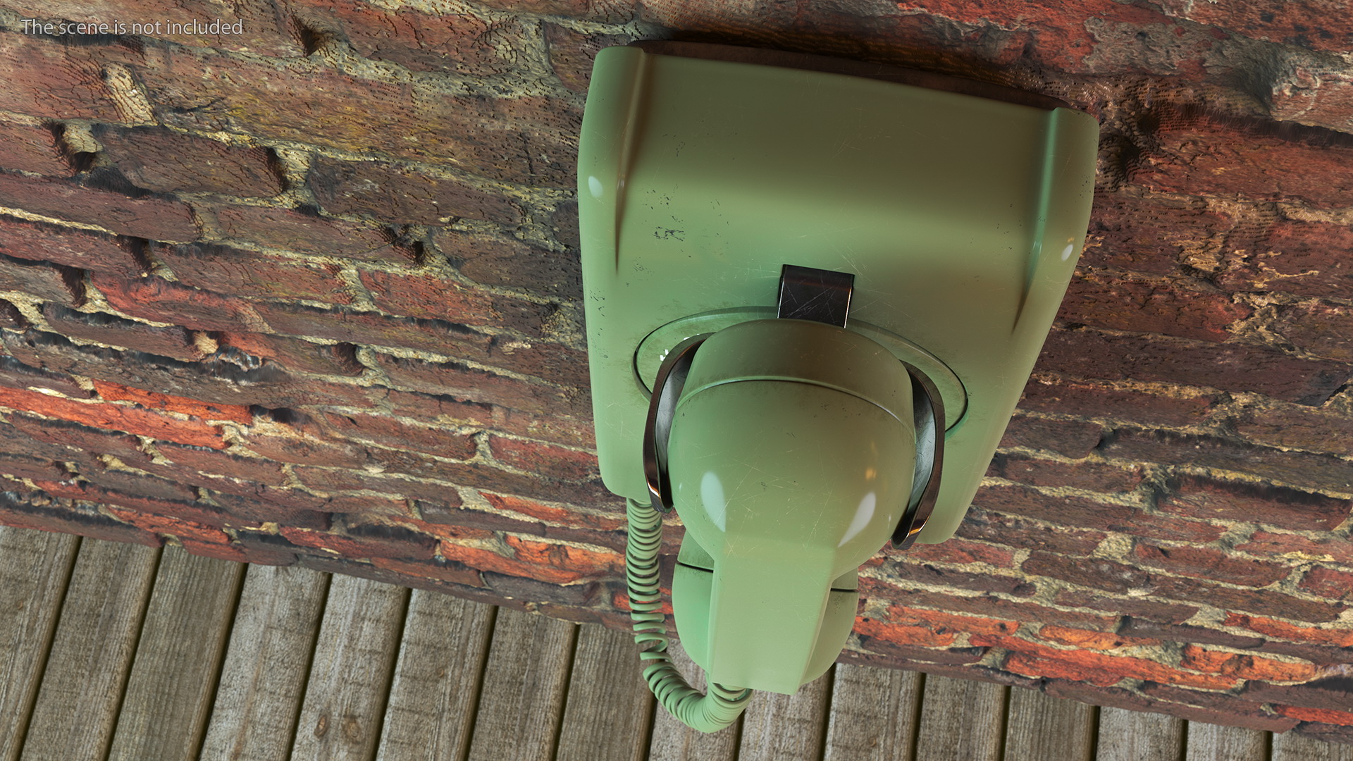 3D Vintage Green Rotary Dial Wall Phone