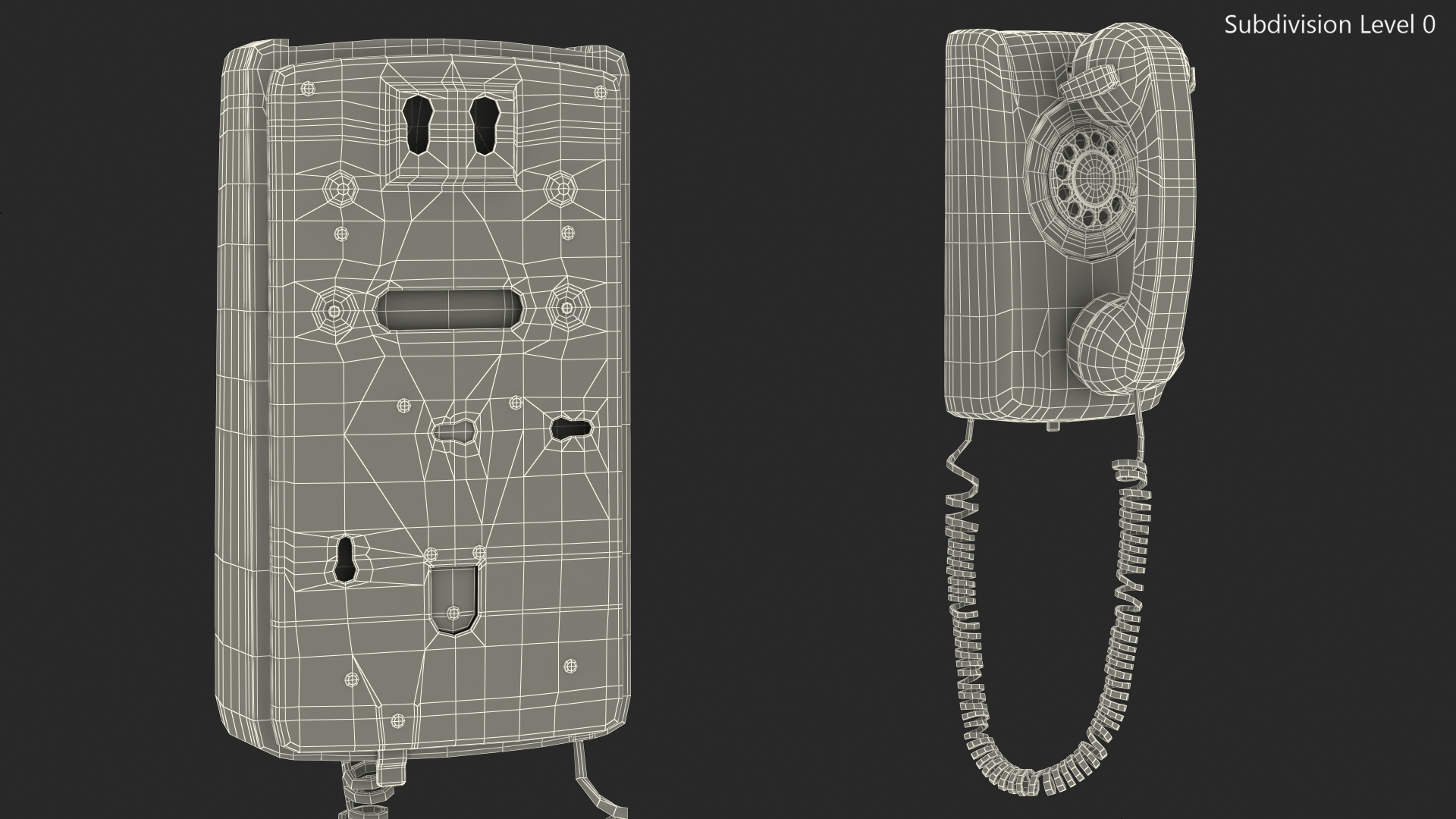 3D Vintage Green Rotary Dial Wall Phone