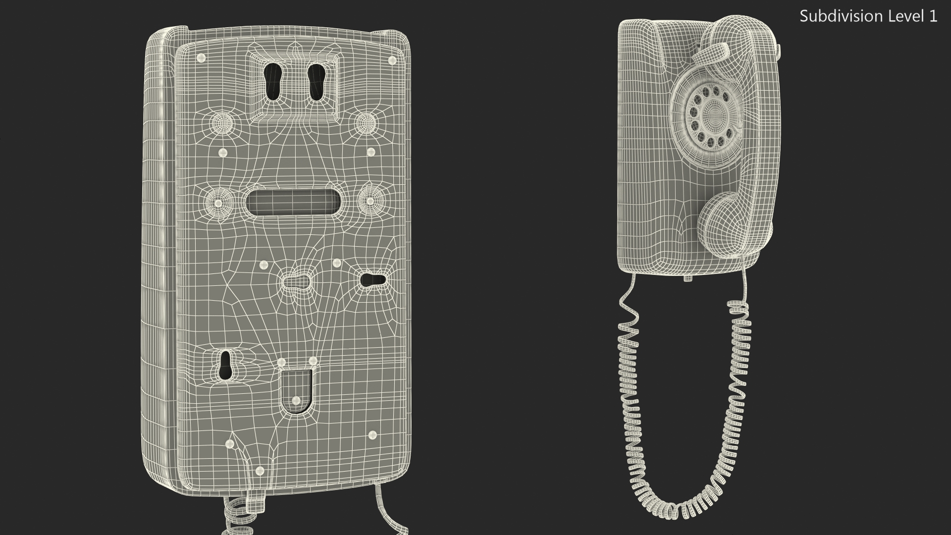 3D Vintage Green Rotary Dial Wall Phone