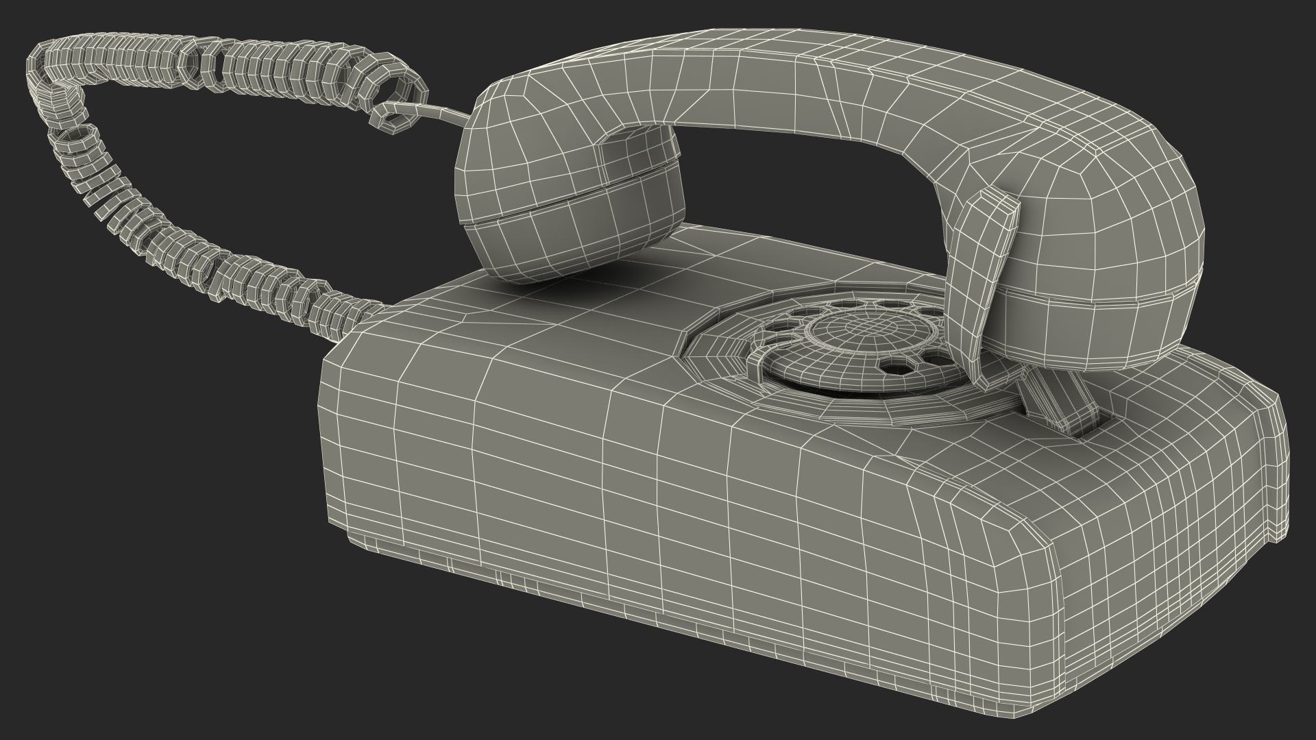 3D Vintage Green Rotary Dial Wall Phone