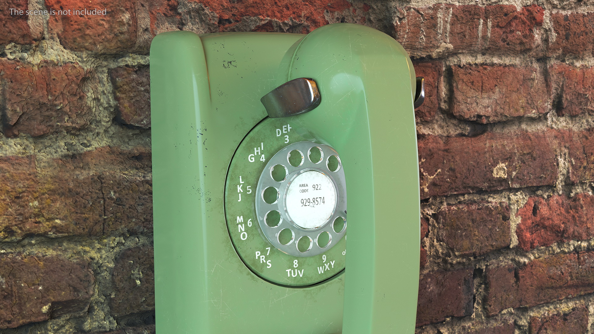 3D Vintage Green Rotary Dial Wall Phone