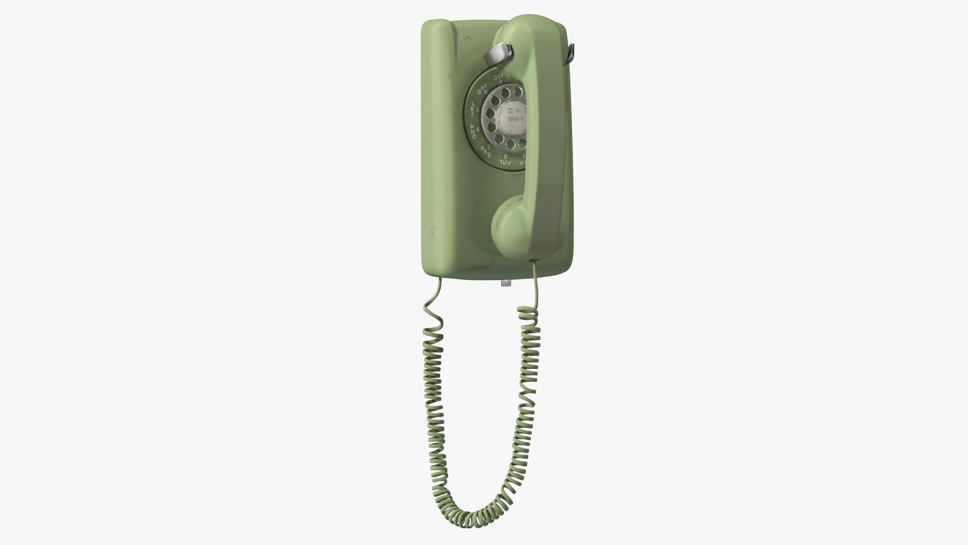 3D Vintage Green Rotary Dial Wall Phone