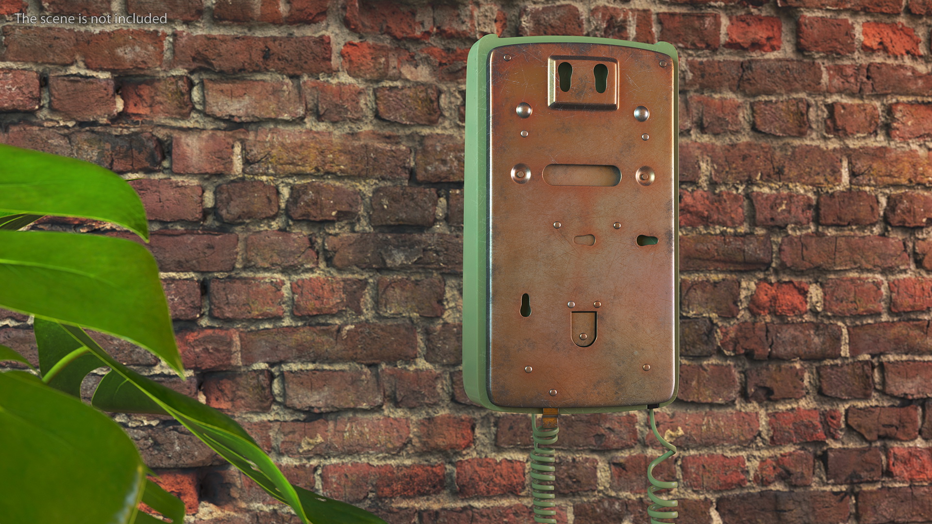 3D Vintage Green Rotary Dial Wall Phone