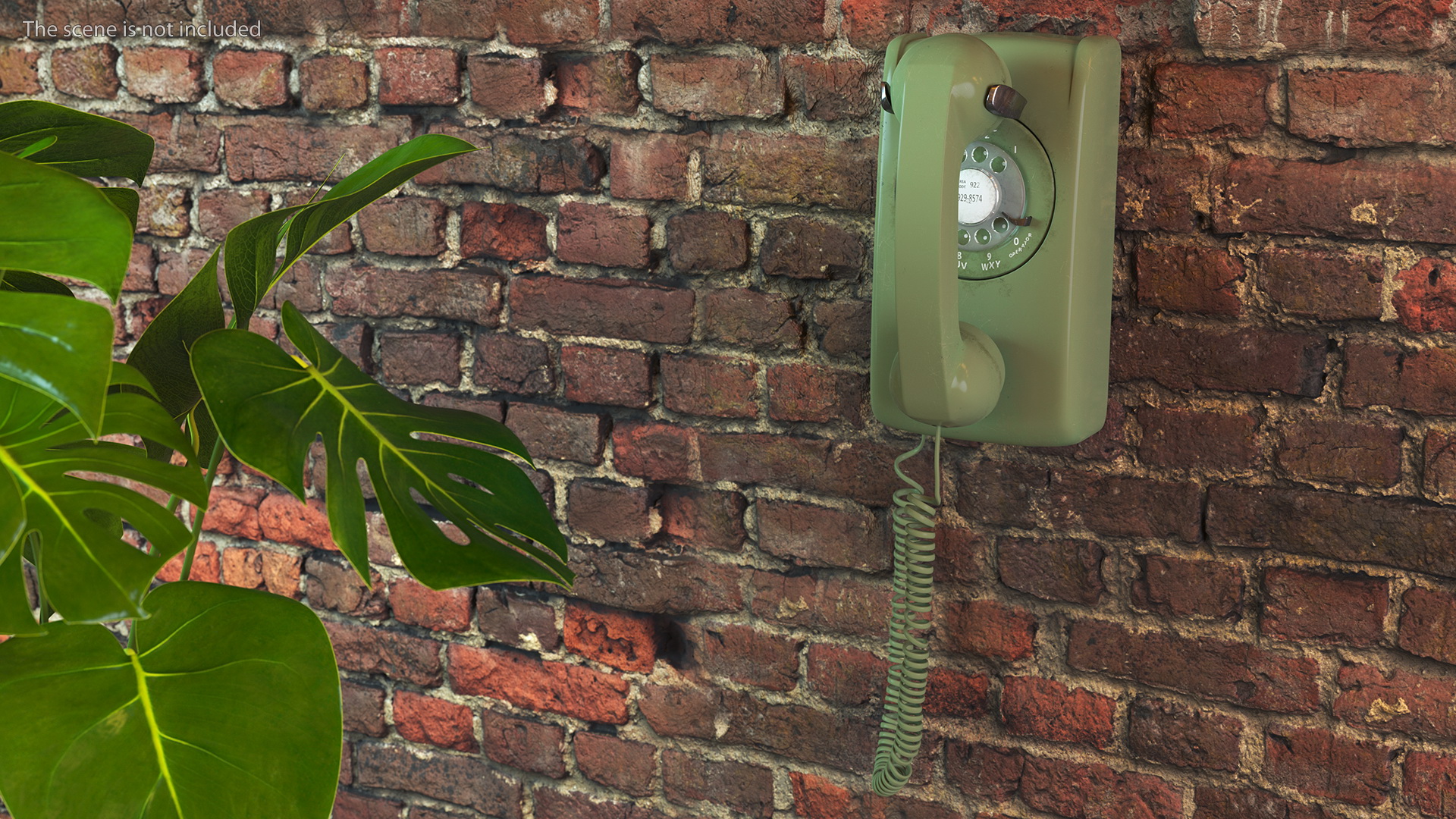 3D Vintage Green Rotary Dial Wall Phone