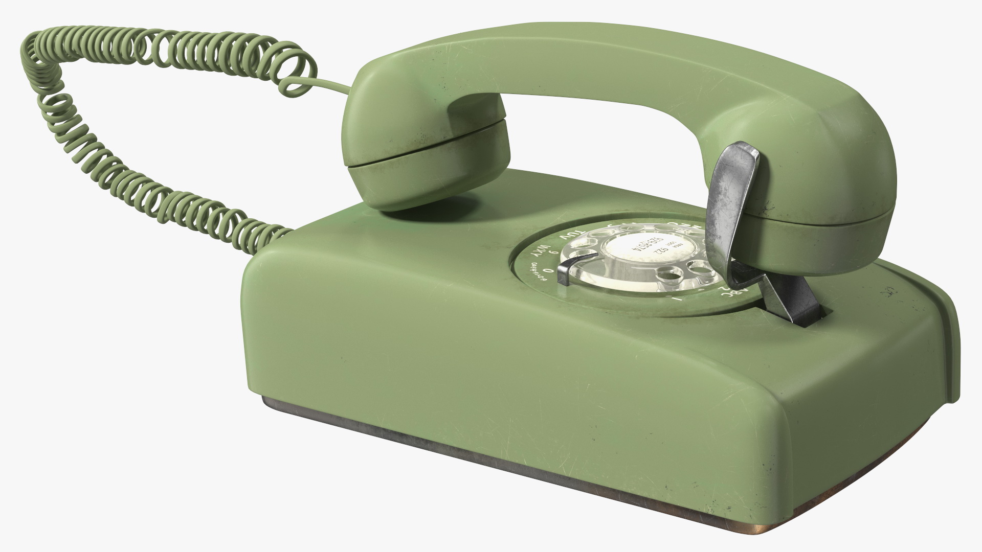 3D Vintage Green Rotary Dial Wall Phone