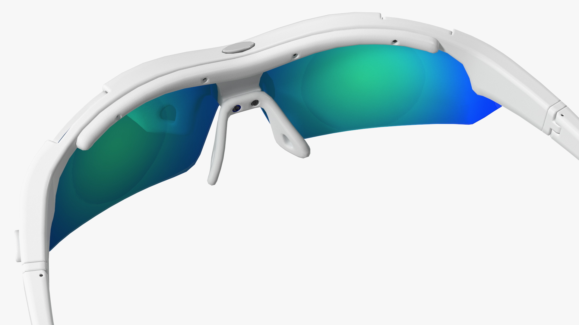 3D Pair of White Cycling Sunglasses with Blue Gradient Lenses model