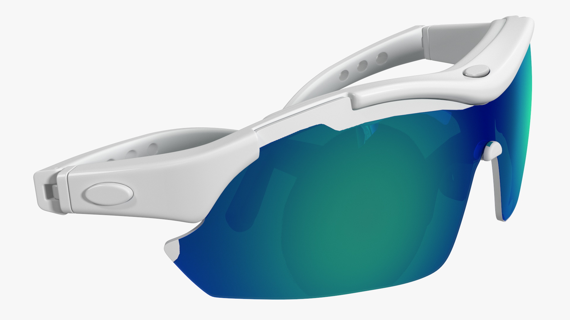 3D Pair of White Cycling Sunglasses with Blue Gradient Lenses model