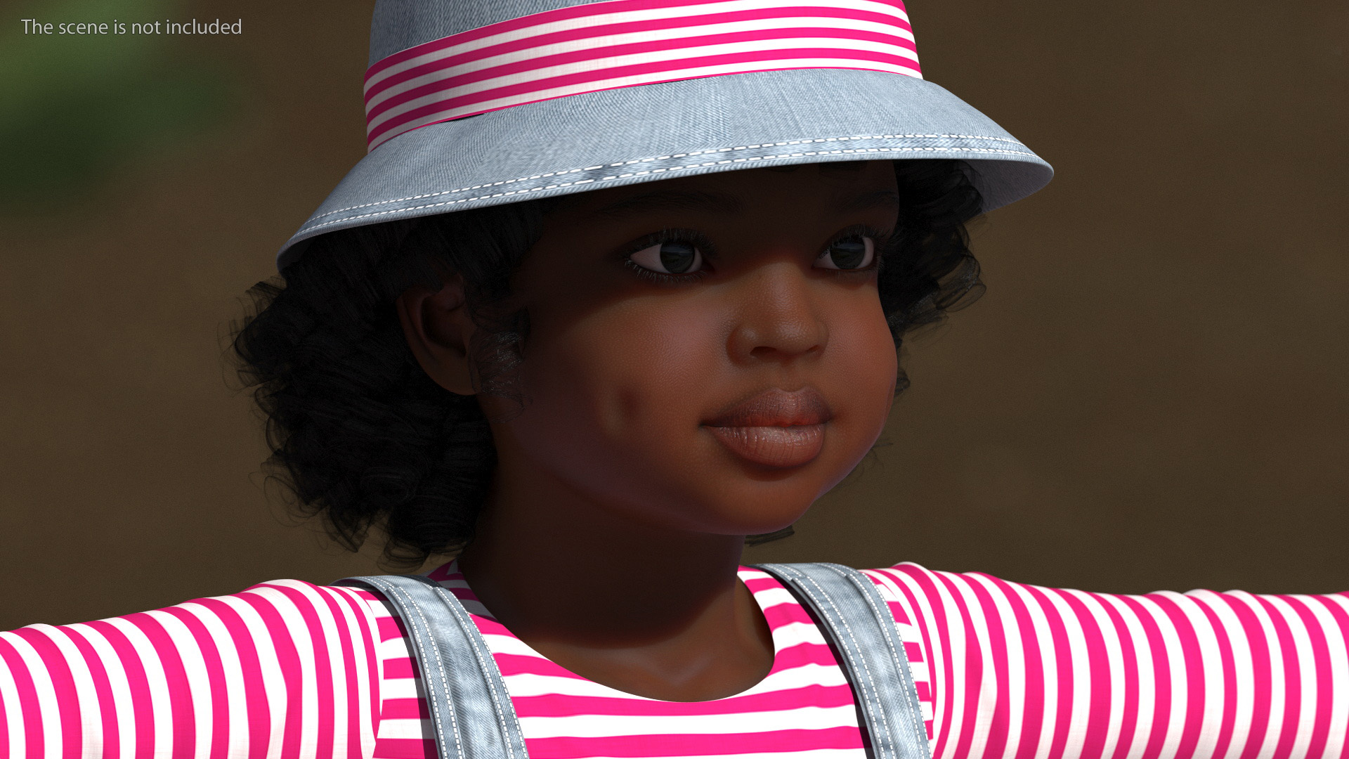 Young Black Girl a Denim Jumpsuit Rigged for Maya 3D model