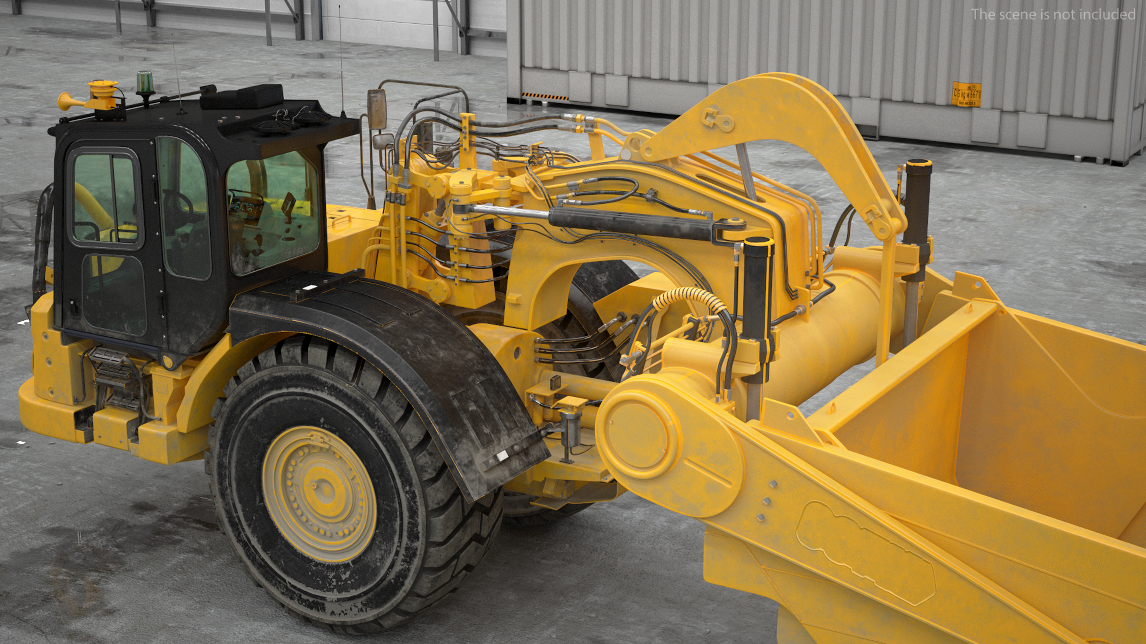 3D model Wheeled Tractor Scraper Dirt Rigged