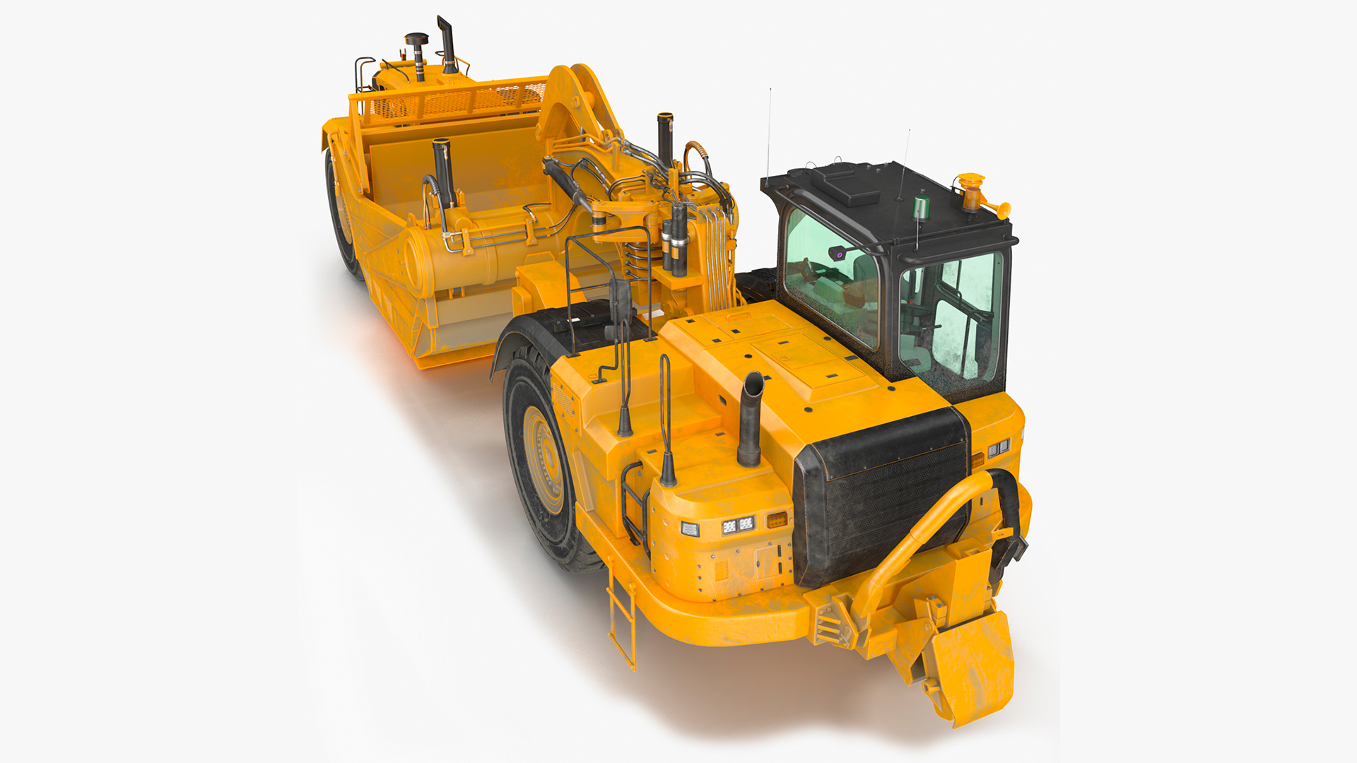 3D model Wheeled Tractor Scraper Dirt Rigged