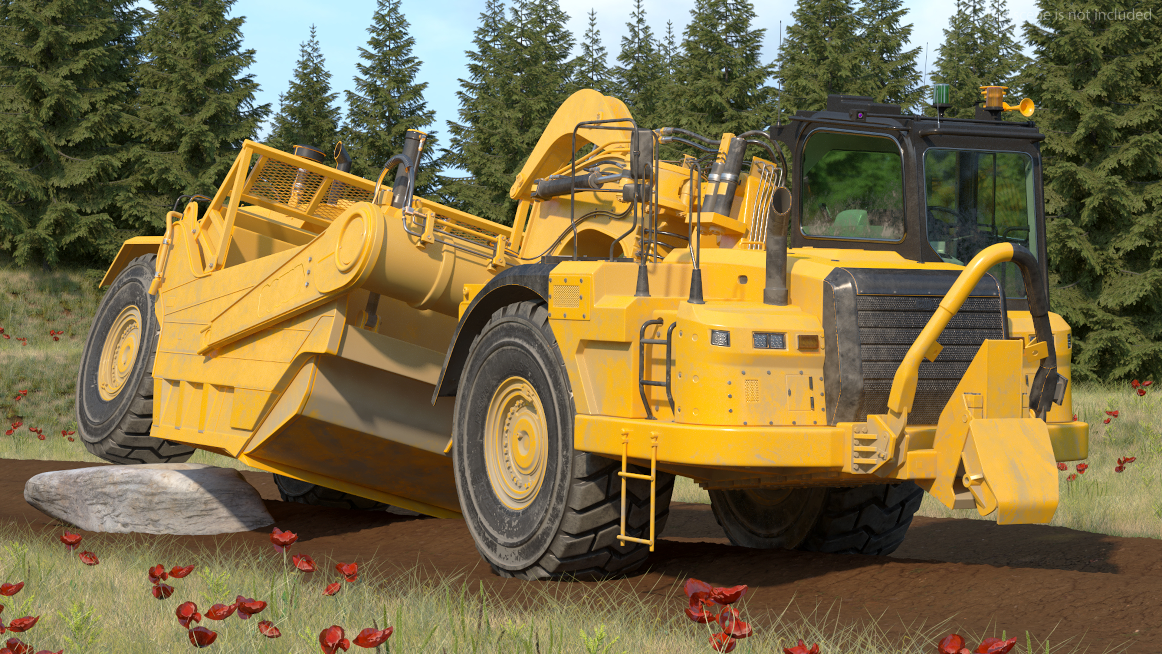 3D model Wheeled Tractor Scraper Dirt Rigged