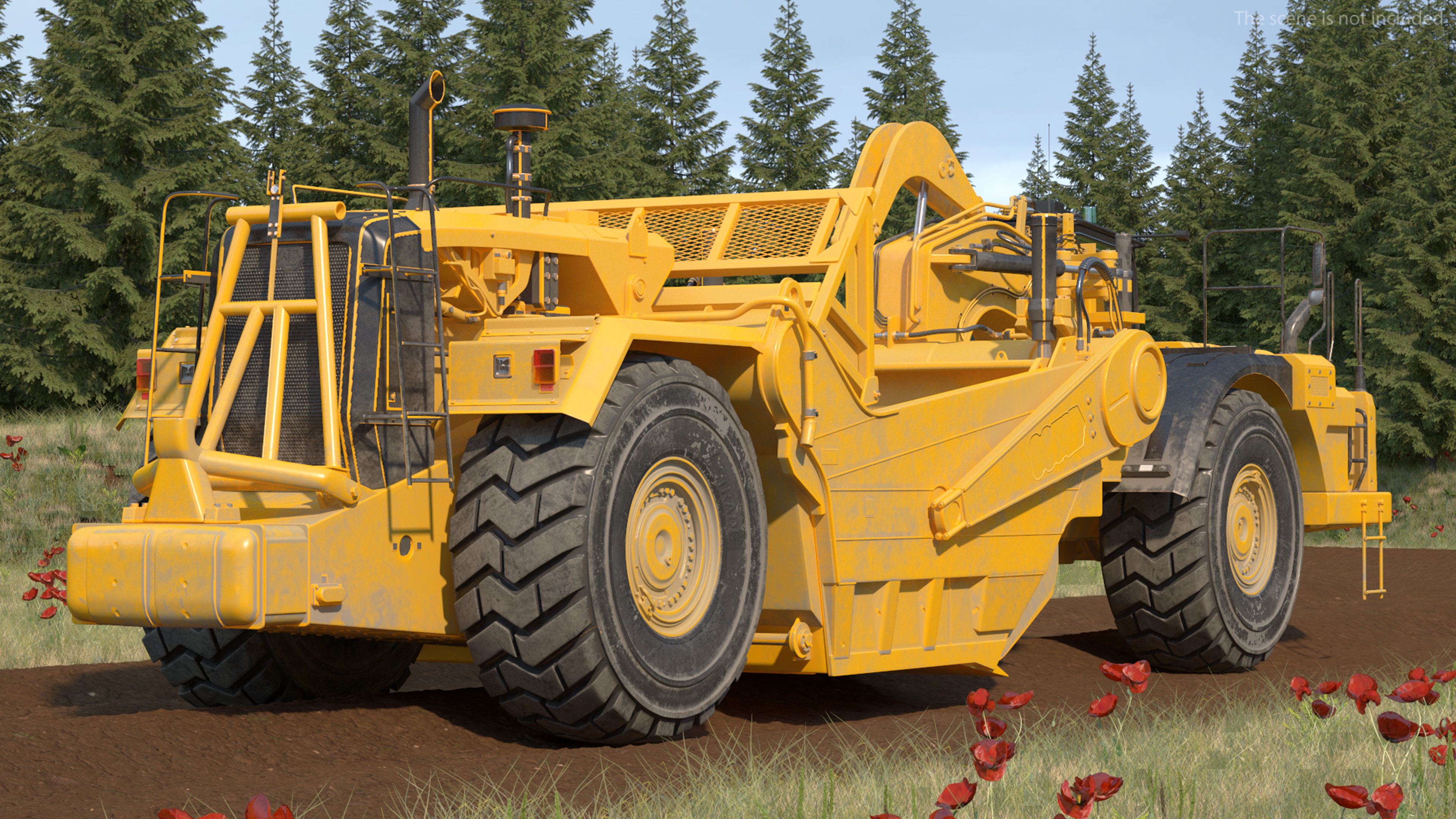 3D model Wheeled Tractor Scraper Dirt Rigged