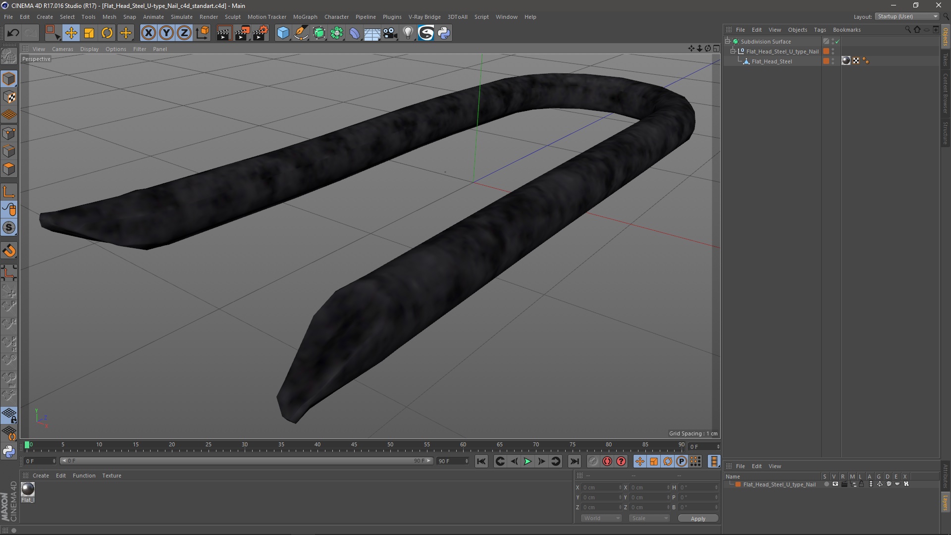 Flat Head Steel U-type Nail 3D
